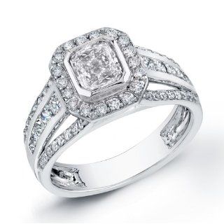1.79 Ct. Radiant Cut Diamond Engagement Ring Bezel Set D