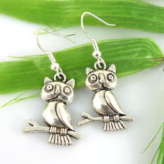 HOT Wholesale Lady 12Pair Lot Charm Fashion Jewellery Silver Owl Stud