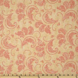 44 Wide French Twist Large Scoll Cream/Pink Fabric By