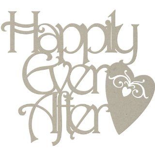 Die Cut Grey Chipboard Word, Happily Ever After