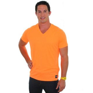 Extreme 80s Neon Orange V Neck Mens Clothing