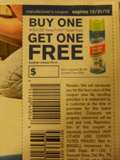 20 WOOLITE Heavy Traffic Carpet Foam coupons Buy 1 Get 1 FREE x12 31