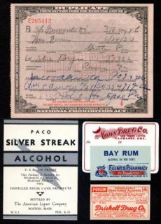 1930 Prohibition Alcohol Prescription Houtzdale Pennsylvania Drugstore