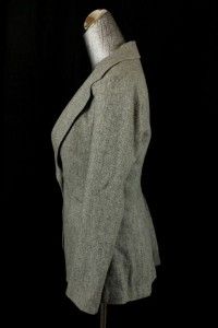 Vintage 70s Womens Gray 3pc Tweed Suit Jacket Pants Wool Flare Retro