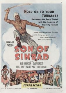 Howard Hughes Son of Sinbad 1955 Movie Ad/Poster Dale Robertson, Sally