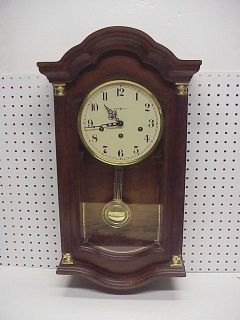 Vintage Howard Miller Pembrook Wall Clock Wood Case Key Wind