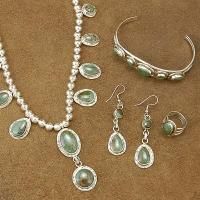 Southwestern Sterling Silver Turquoise 5pc Necklace Bracelet Earrings