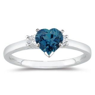 10 Cts Diamond & 0.89 Cts London Blue Topaz Classic Three Stone Ring