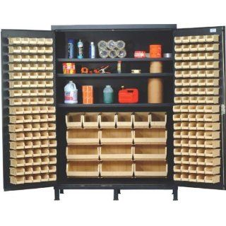 Bin Cabinet Super Wide Beige 60 x 24 x 84, 3 Adjustable
