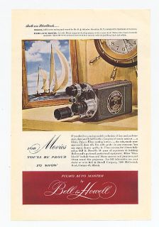 1948 Bell Howell Filmo Auto Master Camera Sailboat Ad
