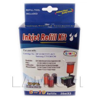 Colors Bulk Ink Refill Kit for HP 22 28 57 57 817