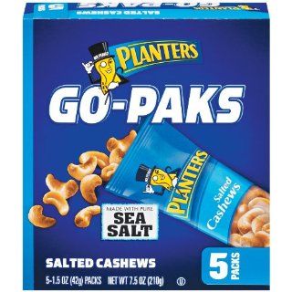 Planters Go Paks Cashews, Salted, 1.5 Ounce Bags (Pack of 5) 