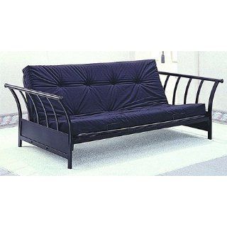 Black Finish Metal Flat Tubing Sleigh Design Futon Sofa