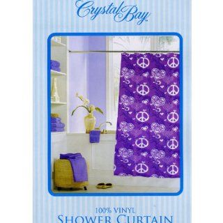 Peace Signs and Hearts Purple White Vinyl Shower Curtain