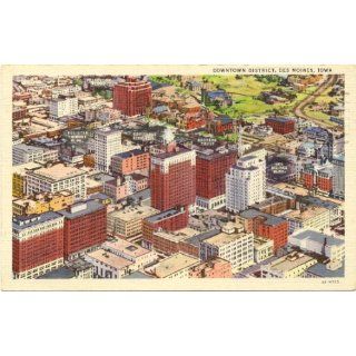 1940s Vintage Postcard Downtown District Des Moines Iowa