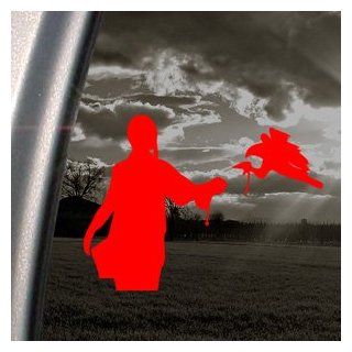 Lady Falconer And Falcon Hawk Red Decal Falconry Red