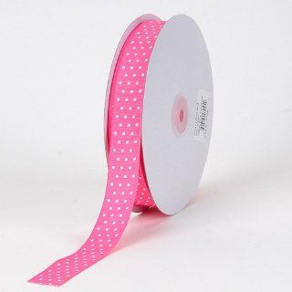Hot Pink with White Dots Grosgrain Ribbon Swiss Dot 5/8