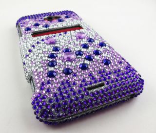 Purple Silver Rhinestone Bling Hard Case Cover HTC EVO 4G LTE Phone