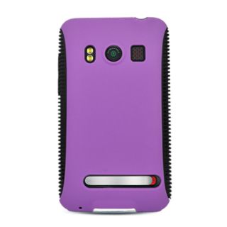 For HTC EVO 4G Hybrid Case Black TPU Purple Hard Cover