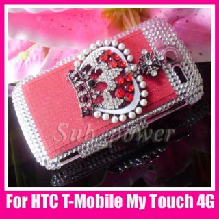 Red Rhinestone Crown Bling Crystal Case Cover for HTC T Mobile myTouch