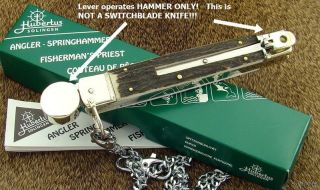 Hubertus Knife RARE Stag Angler Folding Hammer Fishing German Classic