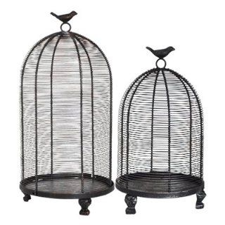 Decorative Bird Cages   Set of 2   Rustic Black (19 & 14