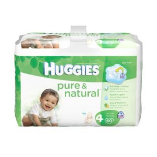 Features of Huggies Pure & Natural Diapers, Size 4, 60 Count (Pack of