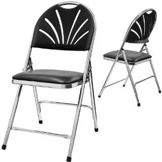 Phoenixx Fan Back Folding Chair with Padding Color Black