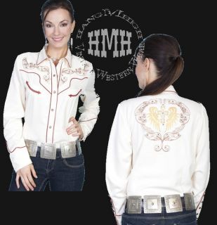 PL 806 Scully Western Cowgirl Shirt Scroll Cross Embroidery XS