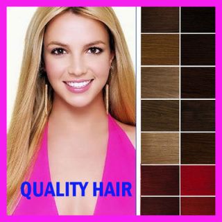 Clip in on Remy Human Hair Extensions Straight DIY Full Head 19Colors
