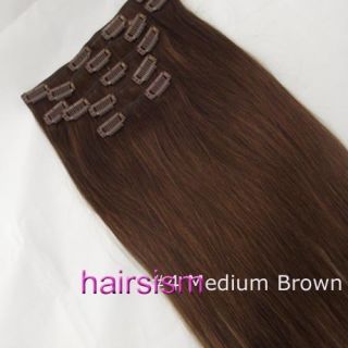   20 7pcs Clip in Remy Human hair Extensions In Fashion 70g 4 straight