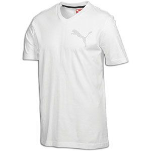 PUMA Basic V Neck S/S T Shirt   Mens   Casual   Clothing   White