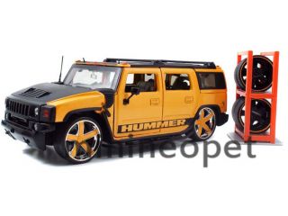 Jada LoPro 2003 03 Hummer H2 SUV 1 24 with 2 Sets of Wheels Yellow