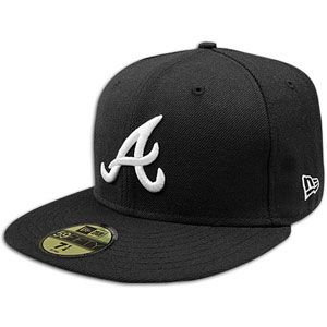 New Era MLB 59Fifty Black & White Basic Cap   Mens   Braves   Black