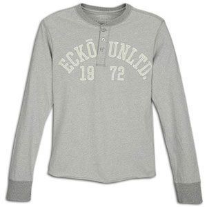 Ecko Unltd Logo L/S Henley   Mens   Casual   Clothing   Metal Grey