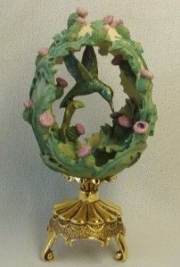 Franklin Mint House of Faberge Hummingbird Egg on Stand