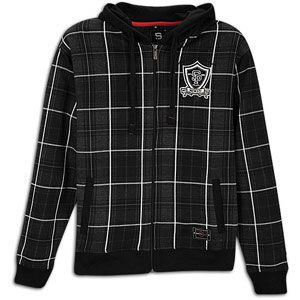 Southpole Plaid Patch Fleece Full Zip Hoodie   Mens   Casual