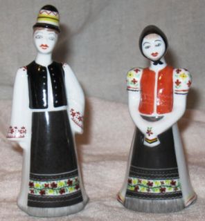 Hand Painted Hungarian Hollohaza Porcelain Couple Set