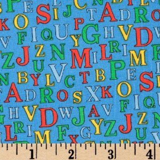 45 Wide Fabric Freedom 123 ABC Allover Alphabet Blue By