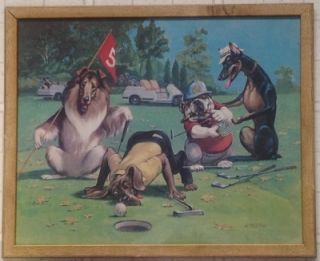 Millsap Humorous Framed Print of Dogs Playing Golf