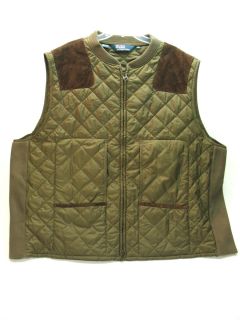 Polo Ralph Lauren Quilted Hunting Shooting Vest w Leather Trim Men’s