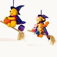Winnie the pooh & Tigger on Broom Halloween Plush set