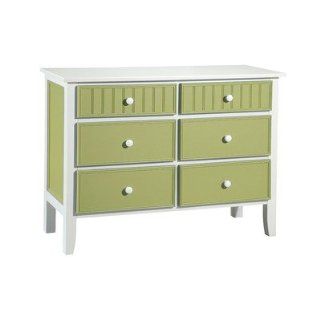 6 Drawer Dresser Finish White & Lime Green Furniture