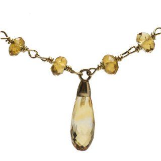 14k Yellow Gold Wire Wraped Beveled Citrine 20.2 Cts 18