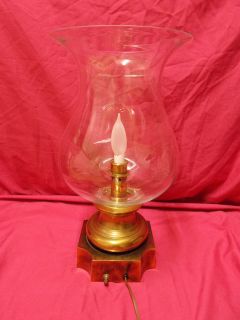 1970s Vintage Stiffel Hurricane Table Lamp Heavy Glass Globe Top