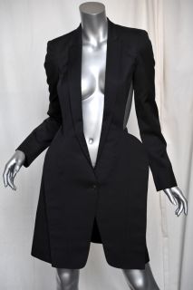 HUSSEIN CHALAYAN Artful Black Long Cut Out *CURVE COAT* 2010 Blazer