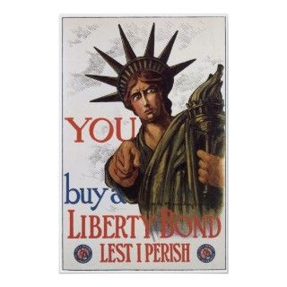 Vintage Buy Liberty Bonds WWI 1917 Poster Art 