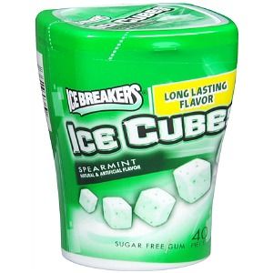 Ice Breakers Ice Cubes Spearmint Gum Bottle Pack 3 Oz