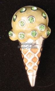Pistachio Waffle Ice Cream Cone Delight Brooch AB517
