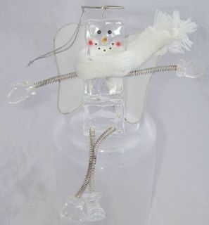 Ice Cube Angel Snowman Ornament White Wings Scarf Halo Spring Arms